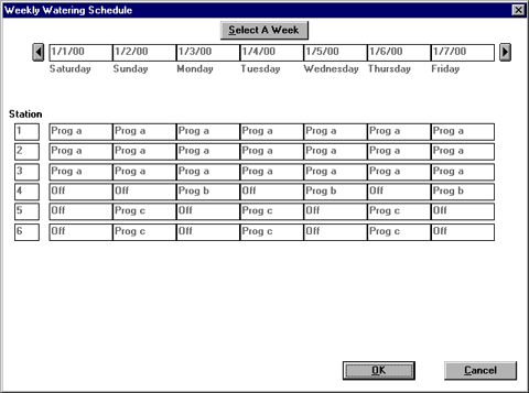 Weekly Watering Schedule dialogue box